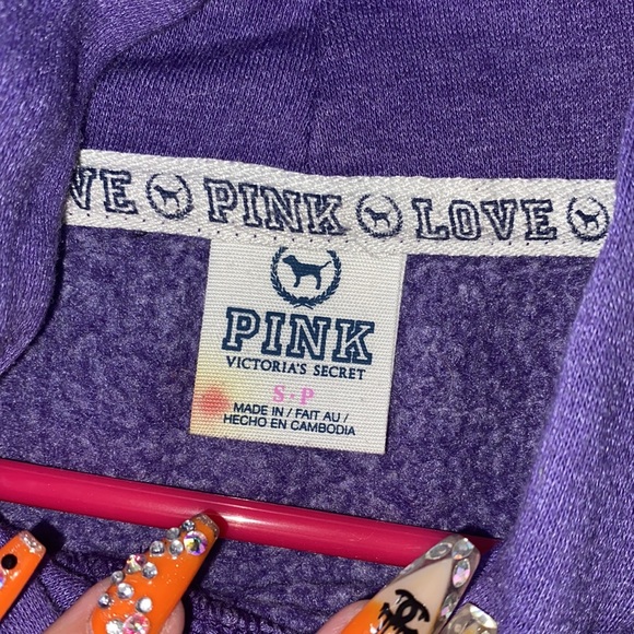 VICTORIA’S SECRET PINK PULLOVER HOODIE PURPLE - Picture 3 of 3